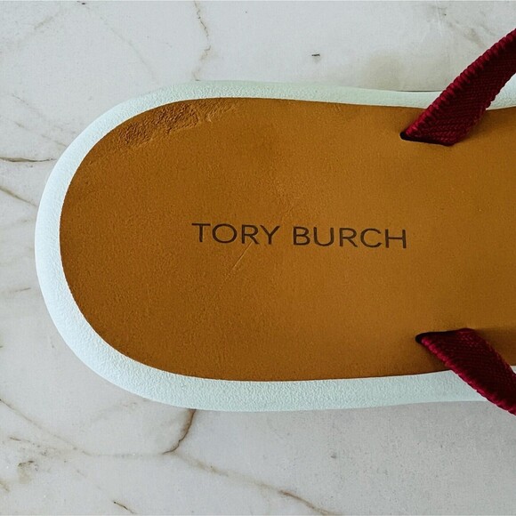 TORY BURCH Tory Red Orange Citrine Meadow Mist Layered Flip-Flop- Webbing - US 7 - Picture 4 of 9